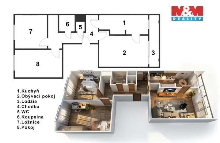 Prodej bytu 3+1, Praha - Stodůlky, Borovanského, 76 m2