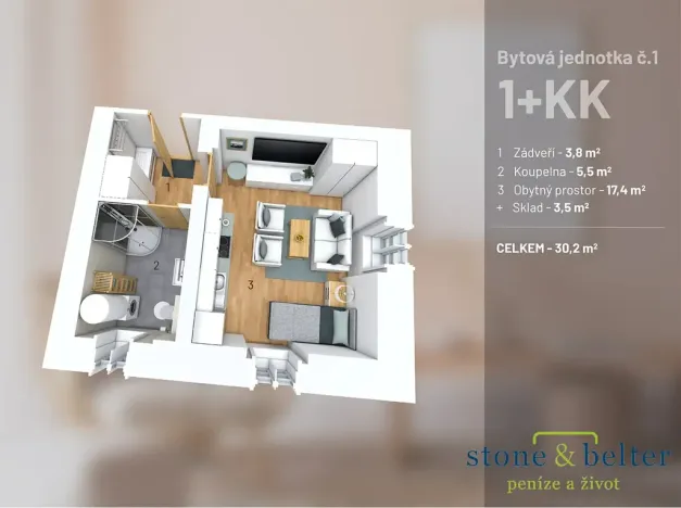 Prodej bytu 1+kk, Vrchlabí, Peklo, 27 m2