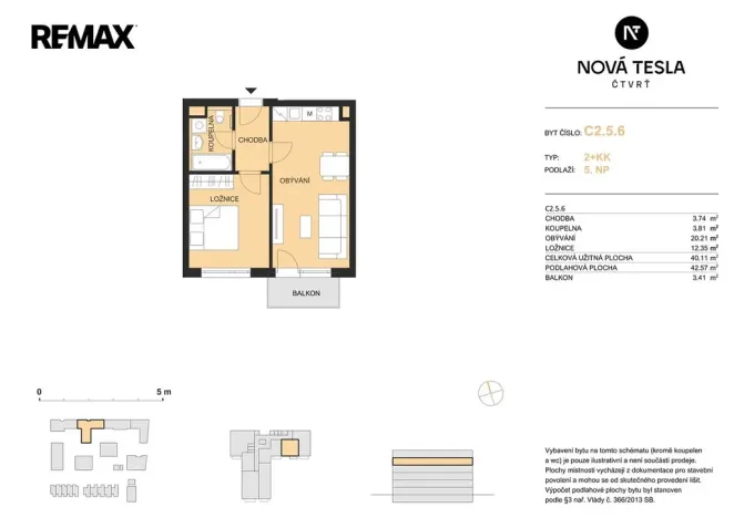 Pronájem bytu 2+kk, Pardubice - Pardubičky, Východní, 40 m2
