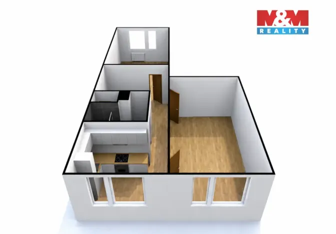 Pronájem bytu 2+1, Chlumec, Ústecká, 61 m2