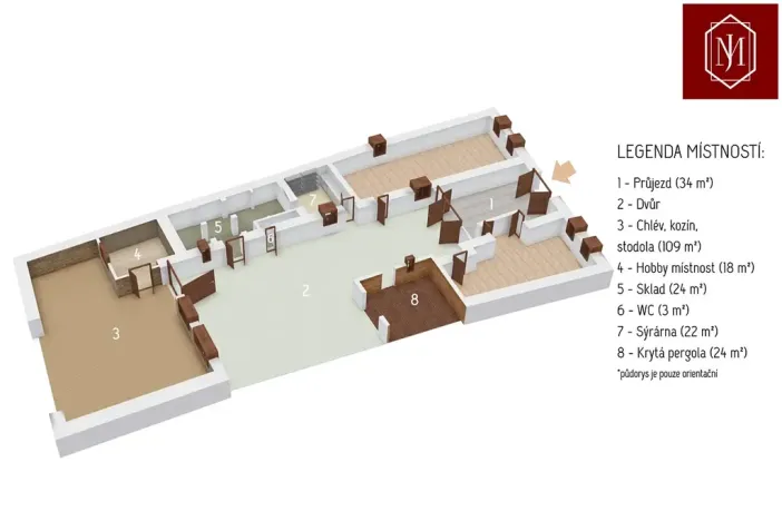 Pronájem zemědělského objektu, Kunžak, Hradecká, 375 m2