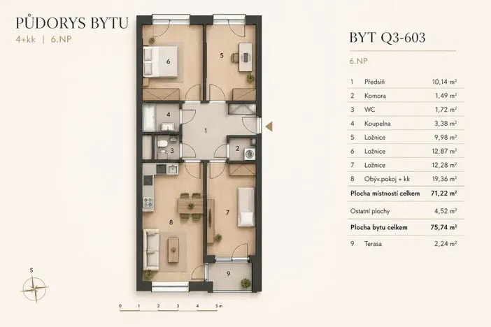 Prodej bytu 4+kk, Praha - Uhříněves, Ke kříži, 76 m2