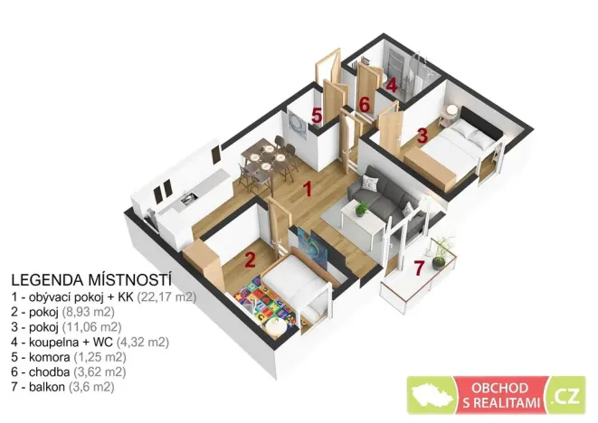 Pronájem bytu 3+kk, Kostelec nad Černými lesy, 54 m2