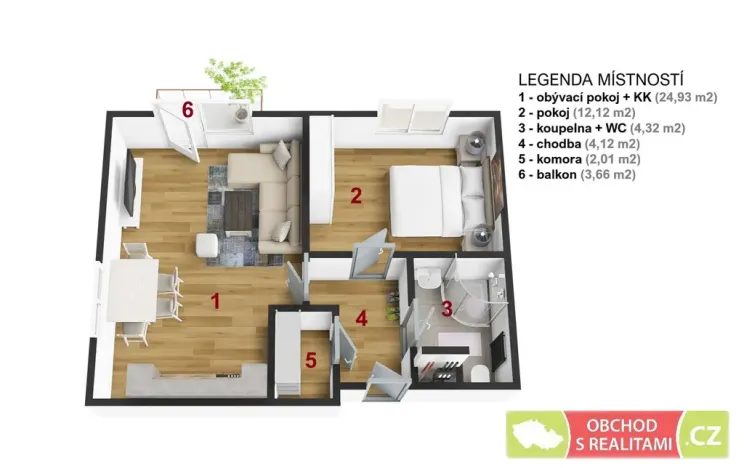 Pronájem bytu 2+kk, Kostelec nad Černými lesy, 50 m2
