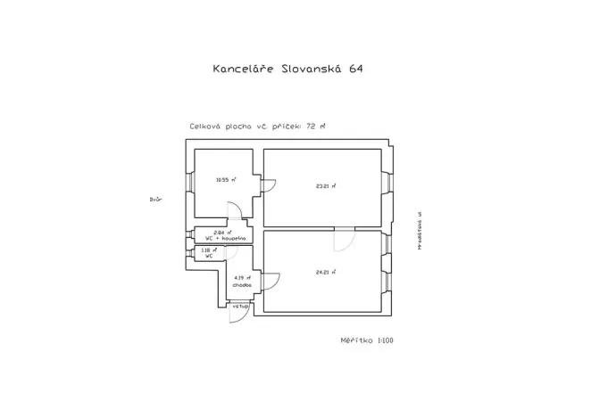 Pronájem kanceláře, Plzeň, Slovanská, 67 m2