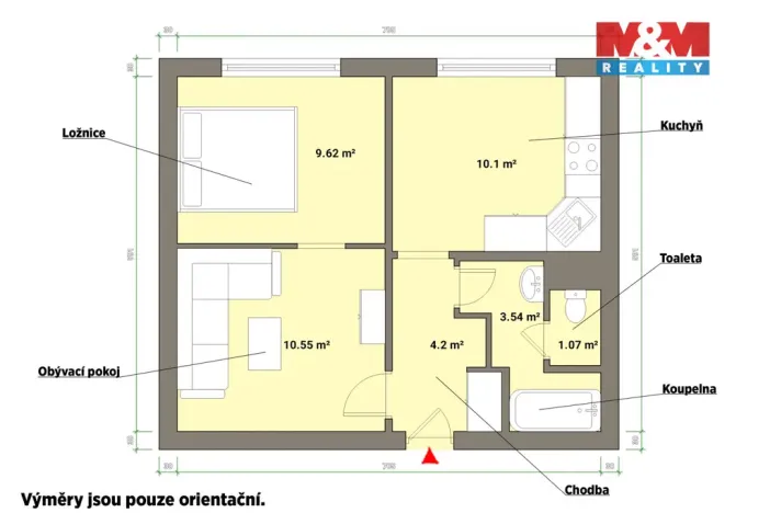 Pronájem bytu 1+1, Cheb, Šeříková, 40 m2