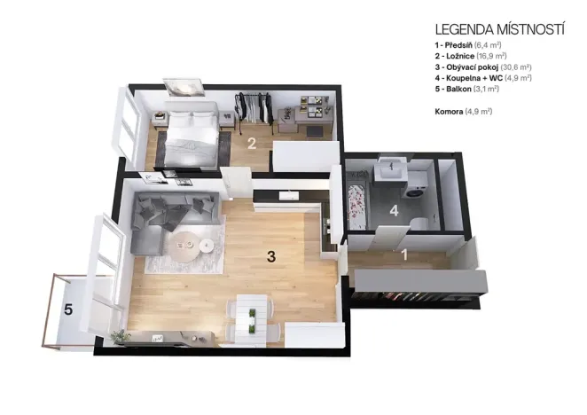 Pronájem bytu 2+kk, Praha - Dolní Chabry, K Beranovu, 61 m2