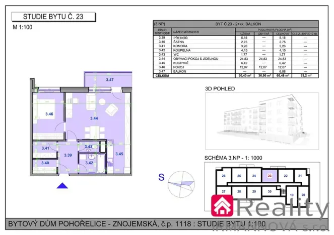 Prodej bytu 2+kk, Pohořelice, Znojemská, 66 m2