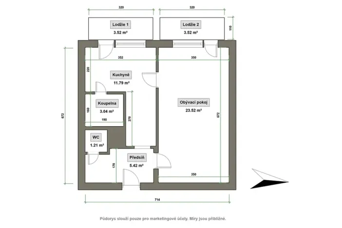 Pronájem bytu 1+1, Vsetín, Jiráskova, 45 m2