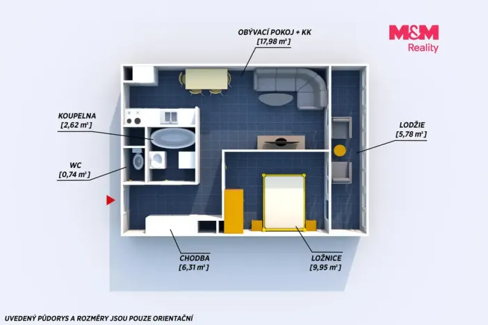 Pronájem bytu 2+kk, Praha, Bruslařská, 40 m2