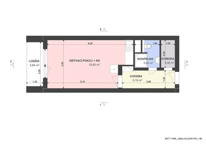 Pronájem bytu 1+kk, Hradec Králové, Jana Masaryka, 35 m2