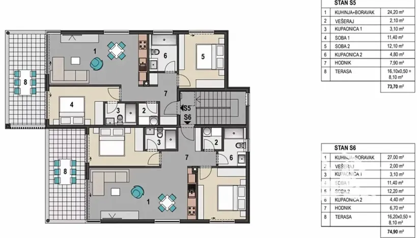 Prodej bytu 3+kk, Mandre, Chorvatsko, 74 m2