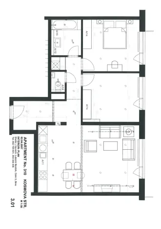 Pronájem bytu 2+kk, Brno, Kosmova, 62 m2