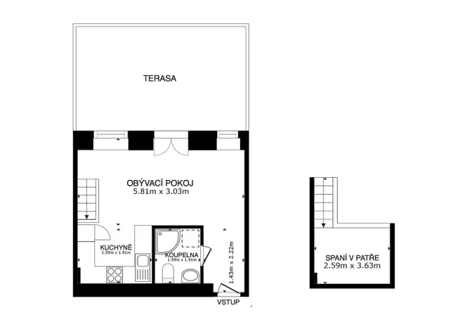 Pronájem bytu 1+kk, Praha - Bubeneč, Korunovační, 32 m2