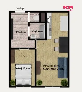 Prodej bytu 2+kk, Praha - Letňany, Malkovského, 43 m2