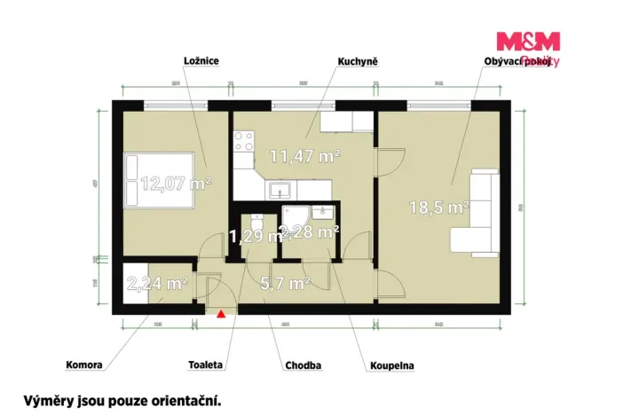 Pronájem bytu 2+1, Plasy, Stará cesta, 55 m2