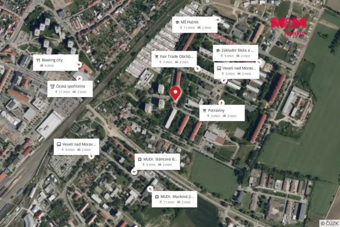 Prodej bytu 2+1, Veselí nad Moravou, Hutník, 58 m2