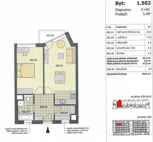 Pronájem bytu 2+kk, Praha - Modřany, Mezi vodami, 57 m2