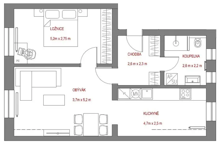 Pronájem bytu 2+1, Strakonice - Strakonice II, Dukelská, 58 m2