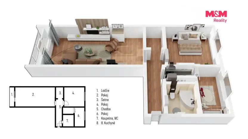 Prodej bytu 3+kk, Vsetín, Bratří Hlaviců, 55 m2