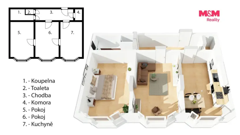 Pronájem bytu 2+1, Náchod, Kamenice, 61 m2