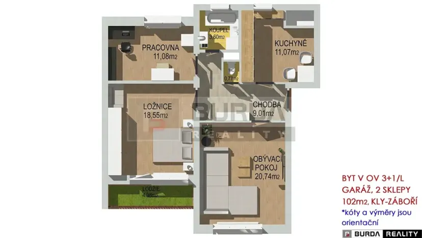 Prodej bytu 3+1, Kly, 102 m2
