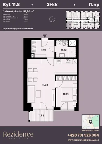 Prodej bytu 2+kk, Brno, Burešova, 53 m2