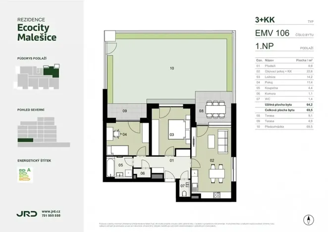 Prodej bytu 3+kk, Praha - Malešice, Univerzitní, 70 m2