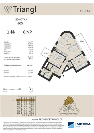Prodej bytu 3+kk, Brno, Podveská, 81 m2