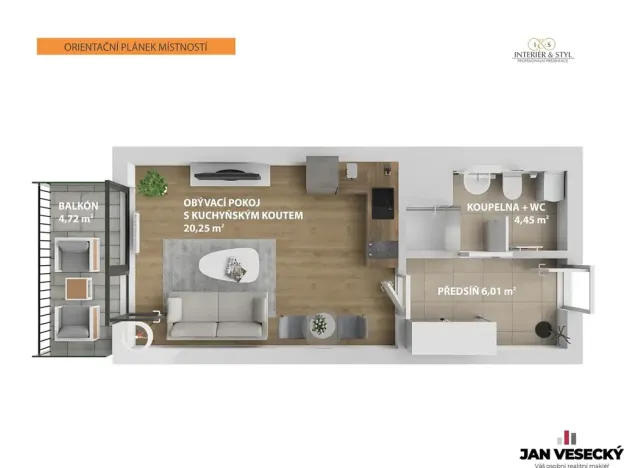 Prodej bytu 1+kk, Plzeň, Železná, 32 m2