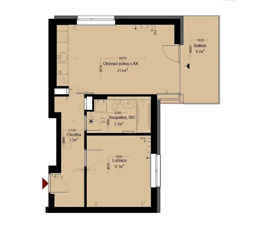 Pronájem bytu 2+kk, Trutnov, Chodská, 52 m2