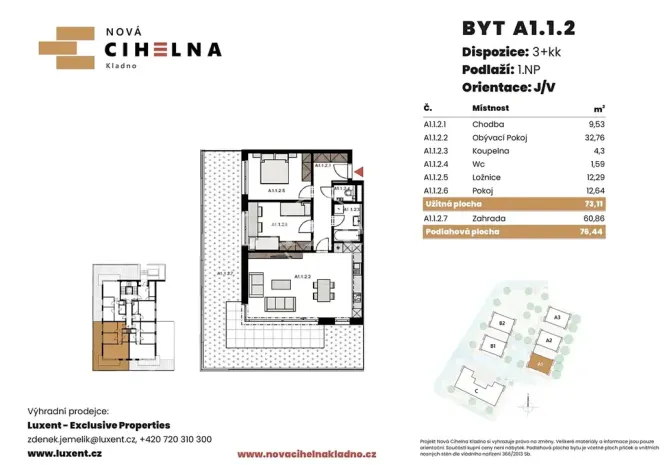 Prodej bytu 3+kk, Kladno, 73 m2