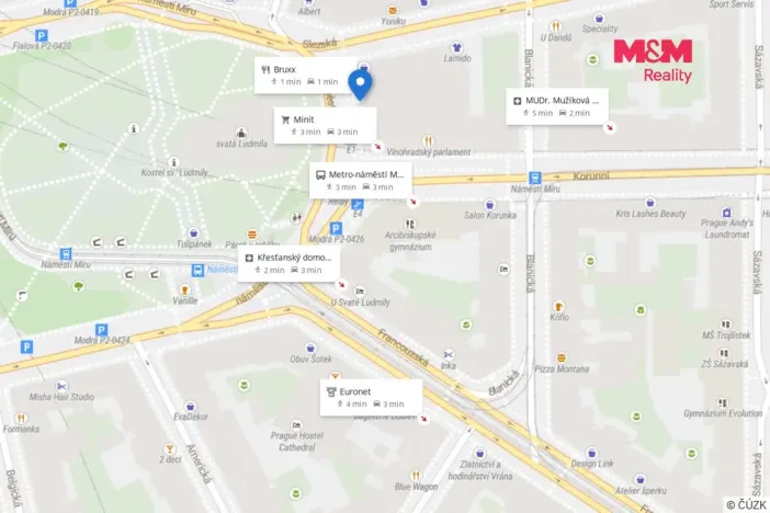 Pronájem kanceláře, Praha - Vinohrady, náměstí Míru, 54 m2