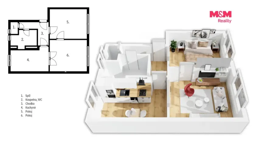 Pronájem bytu 2+1, Pardubice - Bílé Předměstí, Dašická, 50 m2