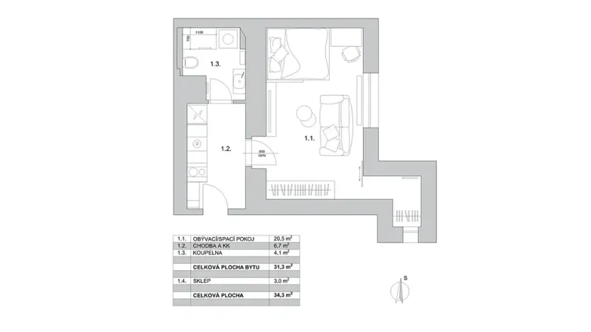 Prodej bytu 1+1, Praha - Nusle, Dačického, 31 m2