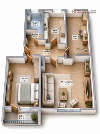 Prodej bytu 3+1, Chrášťany, 66 m2