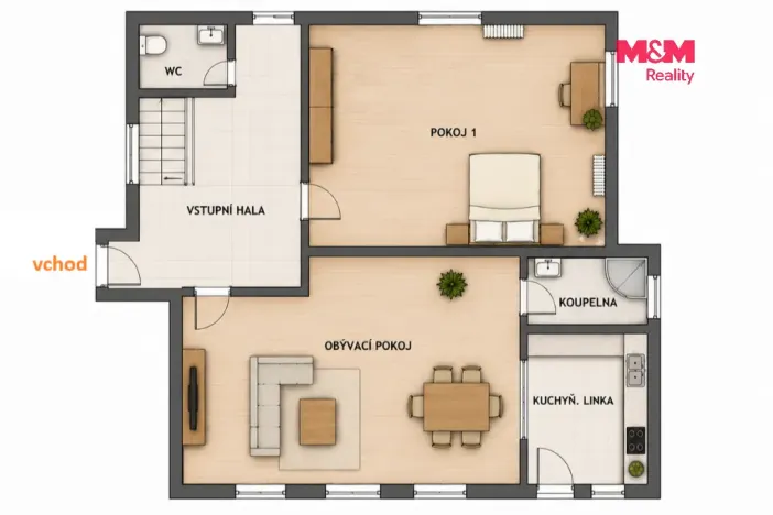 Pronájem bytu 2+1, Vrdy, U Sokolovny, 69 m2