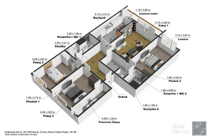 Prodej bytu 4+1, Praha - Čimice, Strážnická, 103 m2