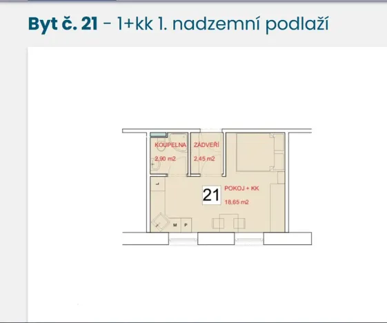 Pronájem bytu 1+kk, Staré Hradiště, U Pošty, 24 m2