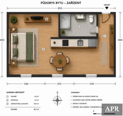 Pronájem bytu 1+kk, Uherský Brod, Kaunicova, 27 m2