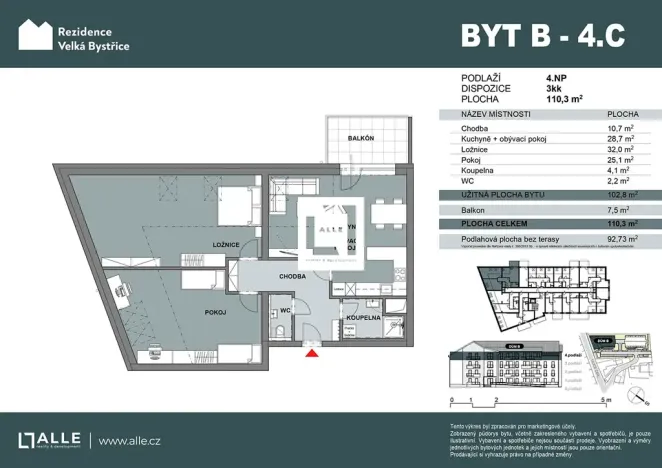 Prodej bytu 3+kk, Velká Bystřice, 103 m2