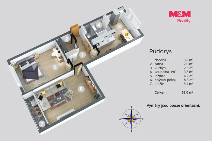 Prodej bytu 2+1, Ústí nad Labem - Severní Terasa, Jizerská, 62 m2