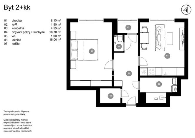 Prodej bytu 2+kk, Praha - Žižkov, Hartigova, 50 m2