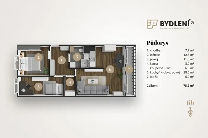 Pronájem bytu 3+kk, Teplice, Rovná, 75 m2