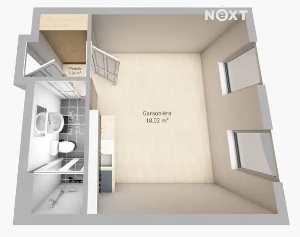 Pronájem bytu 1+kk, Tábor, Budějovická, 24 m2