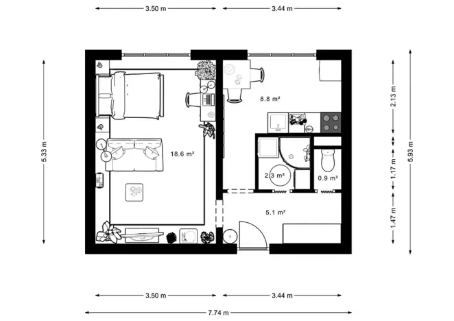 Pronájem bytu 1+1, Odolena Voda, Komenského, 35 m2