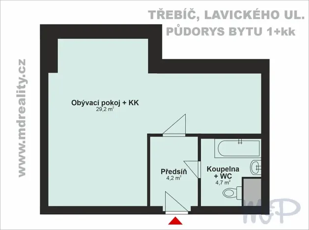 Pronájem bytu 1+kk, Třebíč, Lavického, 38 m2