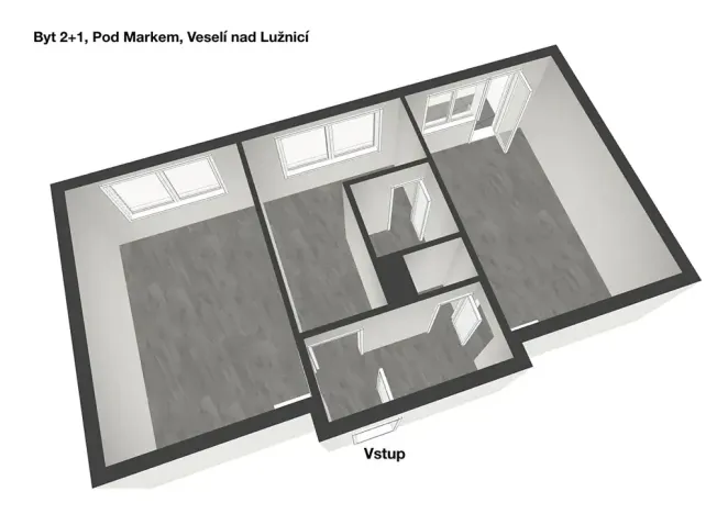 Pronájem bytu 2+1, Veselí nad Lužnicí, Pod Markem, 56 m2
