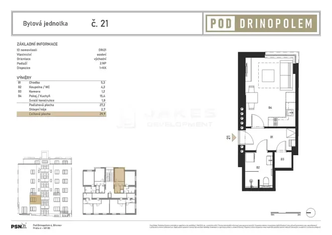 Pronájem bytu 1+kk, Praha - Břevnov, Pod Drinopolem, 30 m2