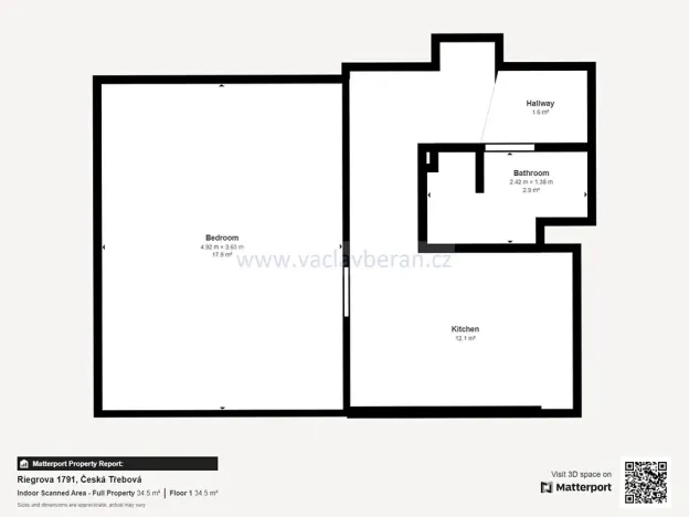 Pronájem bytu 1+1, Česká Třebová, Riegrova, 34 m2